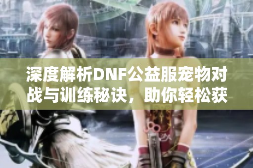 深度解析DNF公益服宠物对战与训练秘诀，助你轻松获胜！