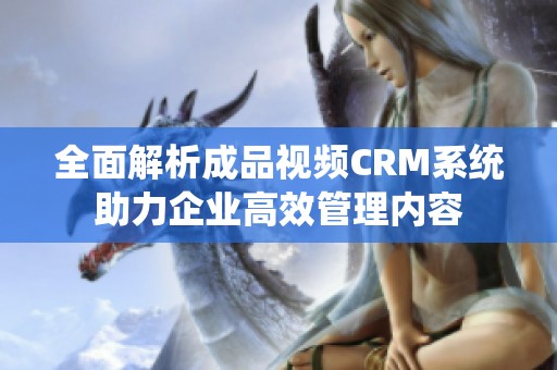 全面解析成品视频CRM系统助力企业高效管理内容